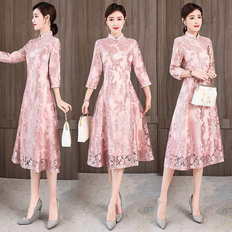 Ao Dai Vietnam Dress - Eleganckie kobiety Aodai Vietnam Cheongsam Orientalna