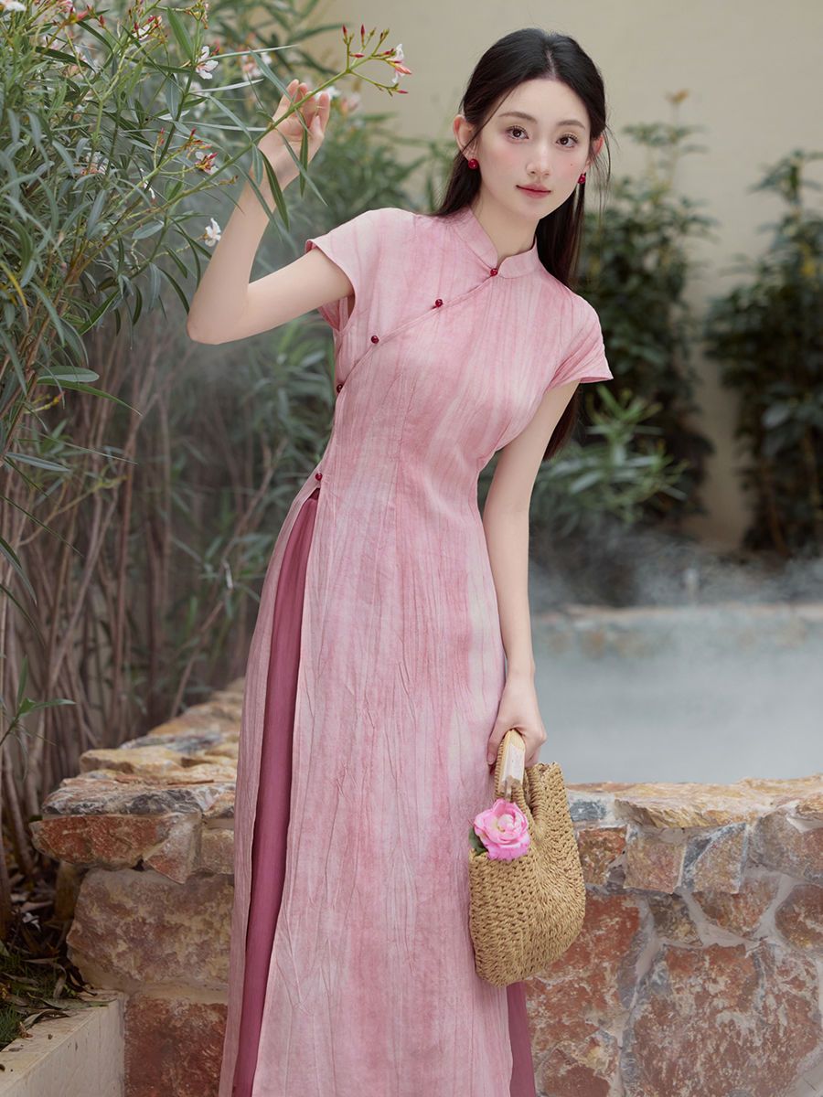 Ao Dai Vietnam Dress - Wiosna lato wietnam aodai chińskie style