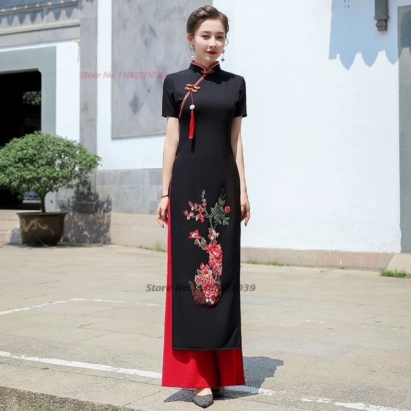 Ao Dai Vietnam Dress - Zestaw tradycyjnego wietnamskiego stroju aodai z