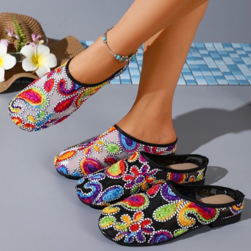 Ethnic Fashion Style - Retro Styl Etniczne Haftowane Klapki Letnie