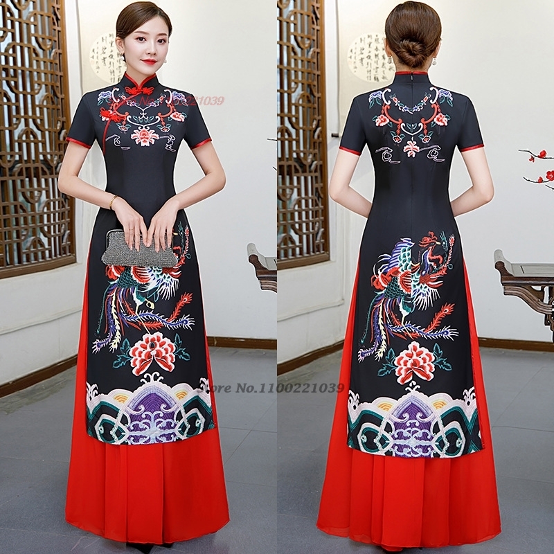 Ao Dai Vietnam Dress - Sukienka qipao chińska ulepszonej jakości z