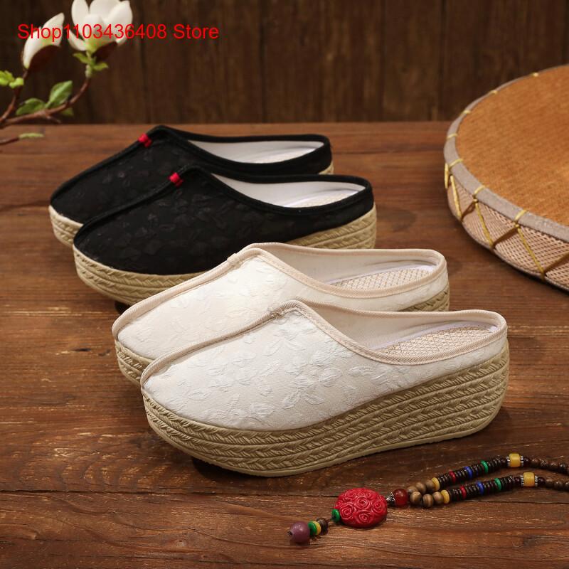Ethnic Fashion Style - Nowe stylowe kapcie, lekkie, na grubej
