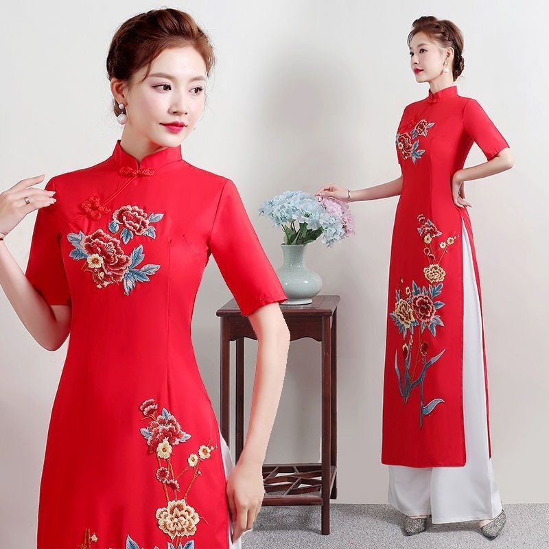 Ao Dai Vietnam Dress - Letnie kobiety tradycyjny wietnamski Ao Dai